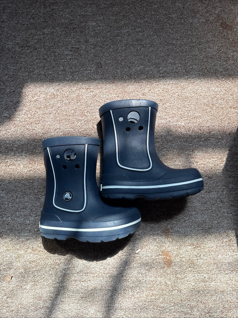 CROCS Kids Navy Blue Waterproof Rain Boots with Light Trim Toddler Size 8-9